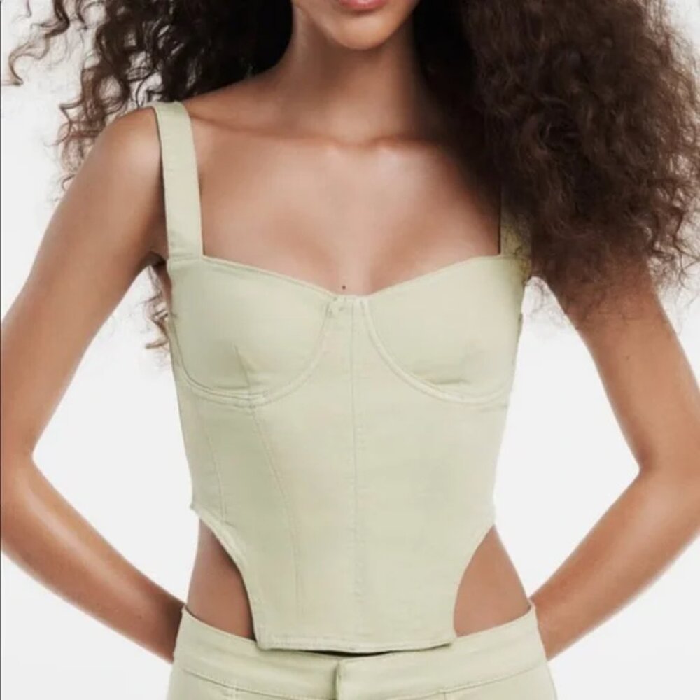 Zara denim corset top green - NEW NEVER WORN